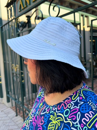 Lulu B White Ribbon Fabric Sun Hat