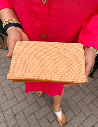 RILEY BAG STRAW CORAL