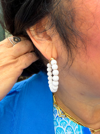 White Beaded Earrings