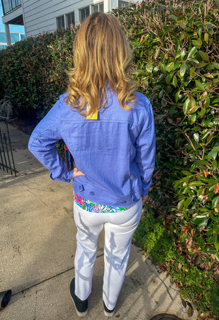 Tango Mango Stretch Linen Jacket Periwinkle