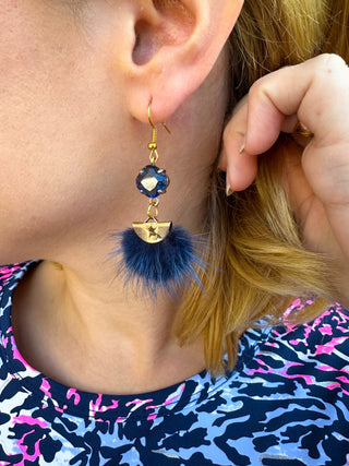 Navy Mini-Poof Earrings