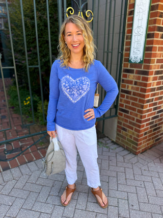 Escape by Habitat Baja Blue Heart Perfect Layer Cotton Tee