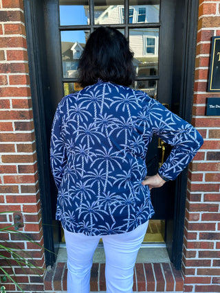 Lulu B Navy Palm Zip Jacket