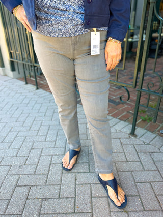 Charlie B Smoke Grey Stretch Denim Slim Leg Pant