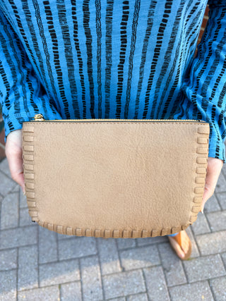 Bonnie Dual Compartment Whipstitch Crossbody - Tan