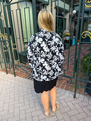 Lulu B Neutral Flower Zip Jacket