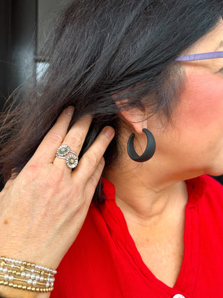 Black Matte Hoop Earrings