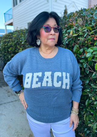 Cozy Denim Beach Knit Sweater