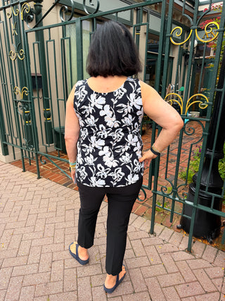 Lulu B Neutral Flower UPF 50+ Scoop Neck Tank