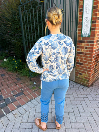 Charlie B Printed Side Button Sweater in Velora