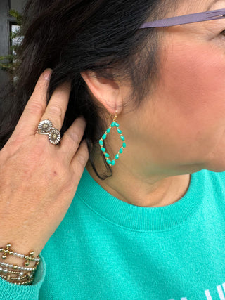 Turquoise Beaded Diamond Earrings