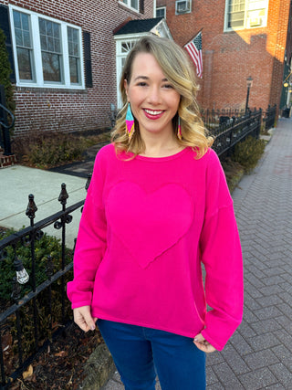 Cotton Lani Fuchsia Heart Cotton Sweater