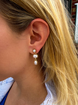Triple Pearl Dangle Earring