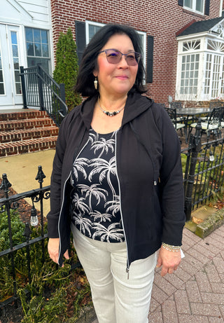 Beachtime by Lulu B Black and Sand Palms Basic Tank