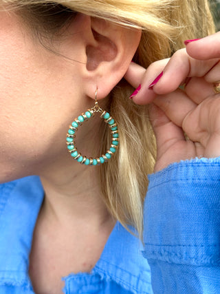 Aqua Beaded Hoop Earrings