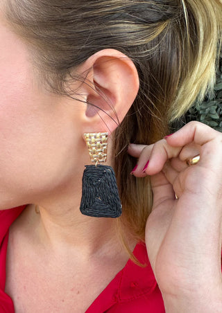 Black Weave Dangle Earrings