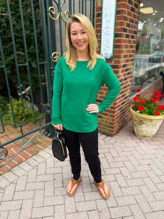 Lulu B Emerald Waffle Texture 2 Pocket Tunic Sweater