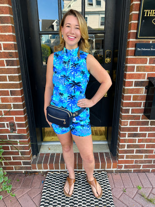 Lulu B Blue Palm Tree Shorts