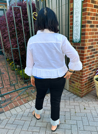 Lulu B Black Denim Cuff Pearl Pant