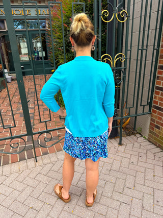 Lulu B Dark Blue Vines UPF 50+ Zip Skort