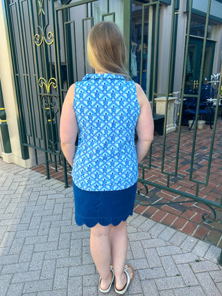 Lulu B Turtle Lattice Ruffle V-Neck Tank