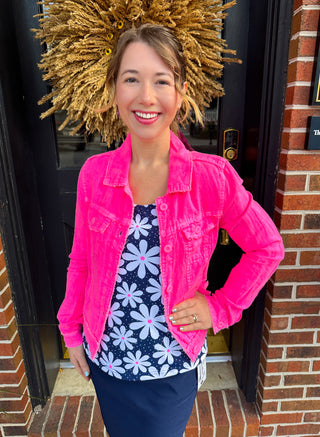 Lulu B Hot Pink Linen Jacket