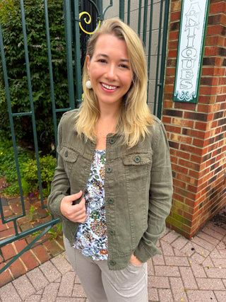 Lulu B Olive Linen Jacket