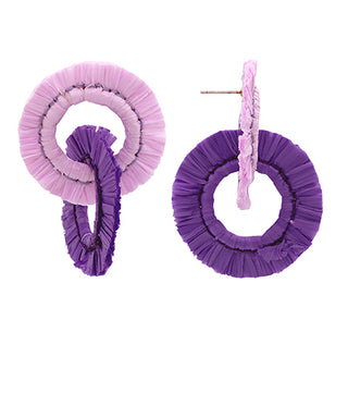Raffia Double Ring Earrings Purple