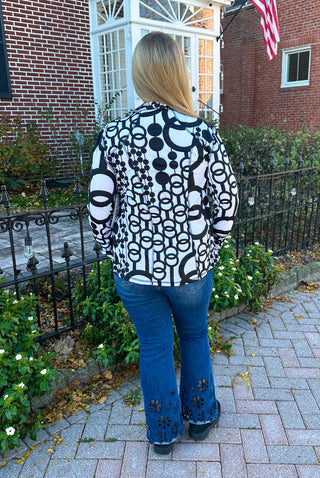 Tango Mango Black and White Circles Zip Jacket