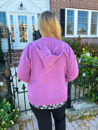 Lulu B Deep Lilac Hooded Chenille Zip Jacket