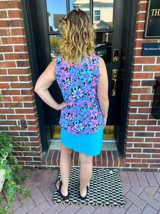 Beachtime by Lulu B Spring Bouquet Sleeveless V-neck Tank