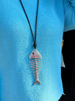 Silver Fish Bone Necklace