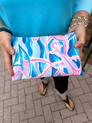 Pink Anchor Watercolor Crossbody Bag