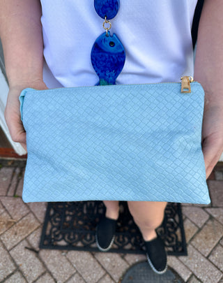 Izzy Diagonal Woven Cossbody Light Blue