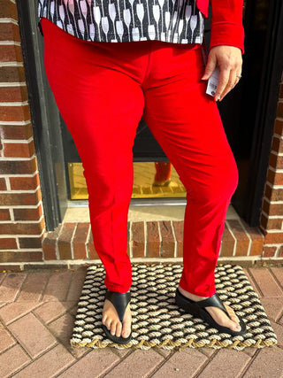 Lulu B Crimson Velvet Slim Pants