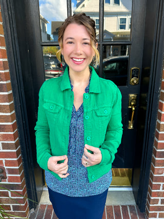 Lulu B Emerald Linen Jacket