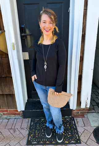 EverStretch Straight Ankle Jeans with Bottom Embroidery