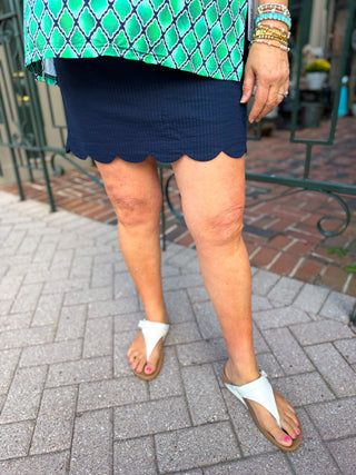 Beachtime by Lulu B Navy Seersucker Scallop Skort