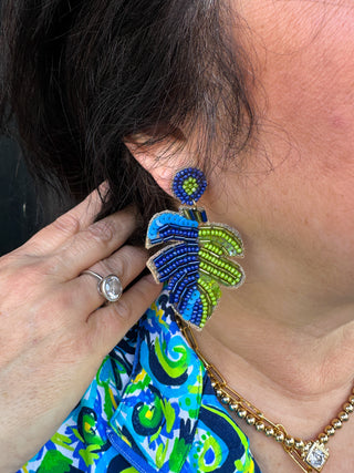 Lime and Blue Palm Earrings