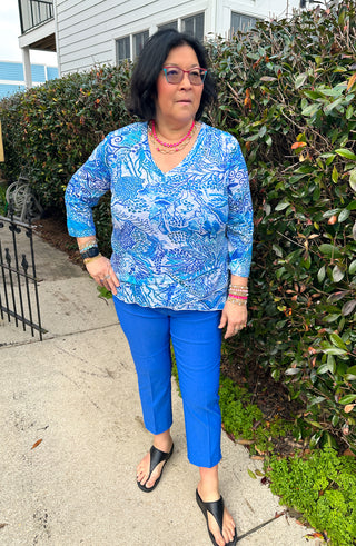 Tango Mango Ocean Dream V-Neck Tulip Hem Top