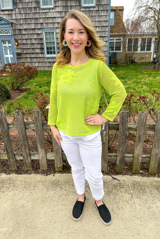 Escape by Habitat Kiwi Floral Crochet Pullover