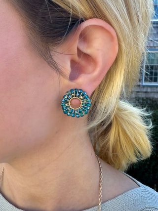 Teal Beaded Circular Earring