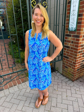 Lulu B Blue Corals UPF 50+ Open Cut Dress