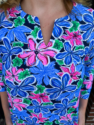 Beachtime by Lulu B Floral Multi Notched Dress