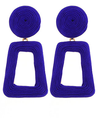 Wrapped Open Trapezoid Drop Earrings Royal Blue