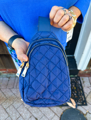 Pinelope Puffer Sling Bag Navy
