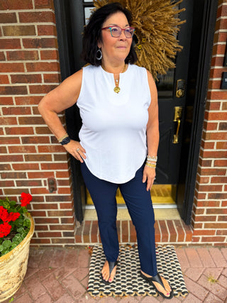 Lulu B White UPF 50+ Sleeveless Keyhole Top