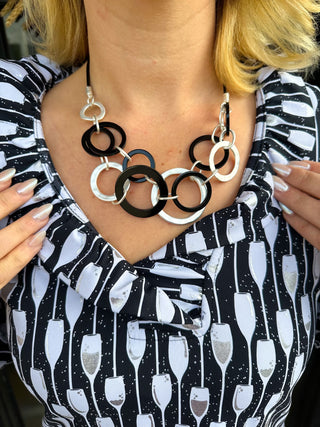 Black & Silver Circles Necklace