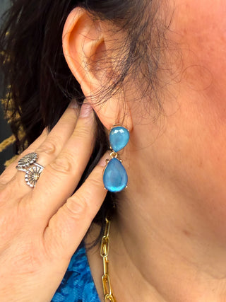 Slate Blue Crystal Earrings