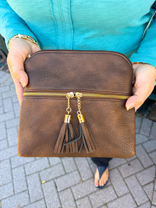 Tara 2 Tone Crossbody/Wristlet-Cocoa Pearl